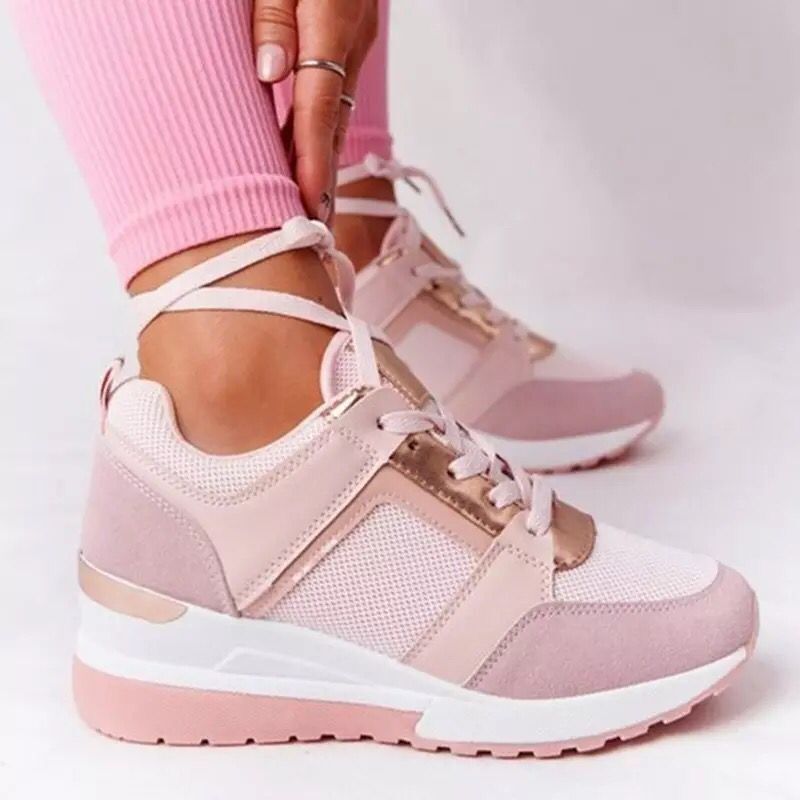 Plus Size Casual Platform Dad Shoes Lace-up Wedge Sports Women - Bests Sale
