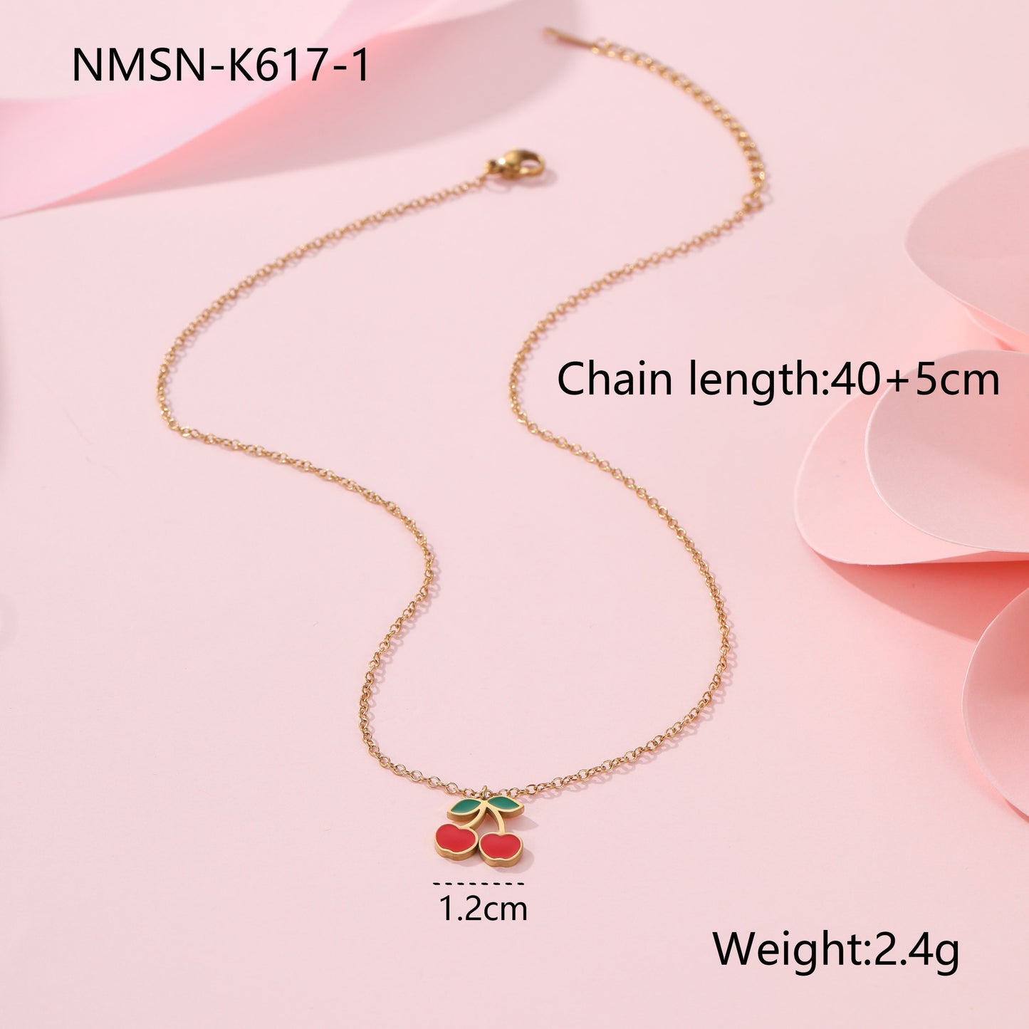 Cherry Necklace Bracelet Titanium Steel Earring Ring Pieces - Bests Sale