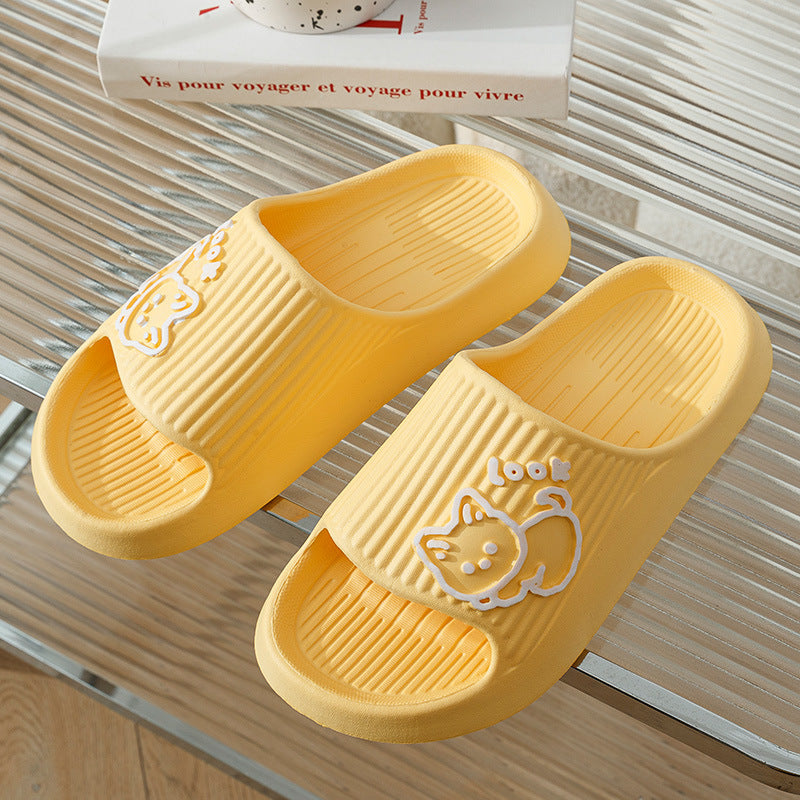 Cute Cat Slippers Summer Women Home Shoes Bath Thick Platform Non-Slip Slides Indoor Outdoor - Bests Sale