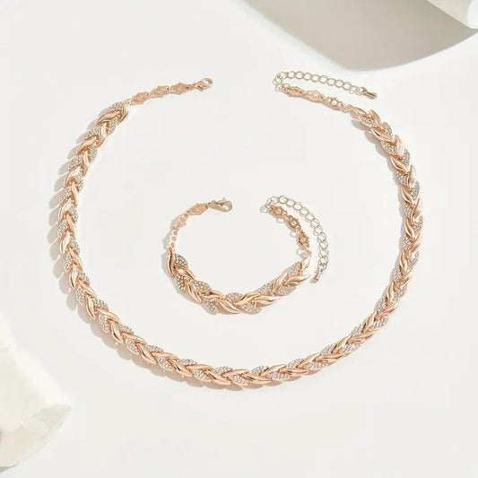Women's Personality Affordable Luxury Willow Leaf Diamond Bracelet Necklace Bests Sale