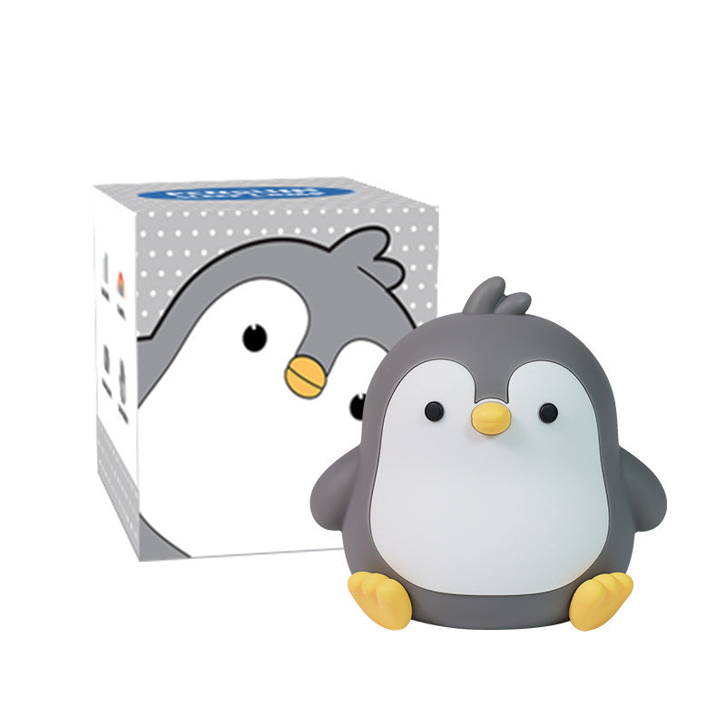 Baby Penguin Small Night Bedroom Bedside Silicone Pat Lamp Coffee Jasper