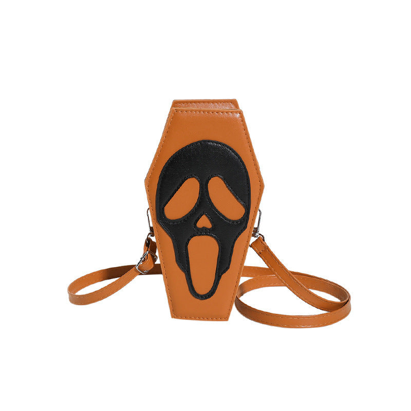 Halloween Coffin-shape Shoulder Bag Gothic Ghost Spider Web Messenger Crossbody Bag Kids Personality Phone Bag For Women Bests Sale
