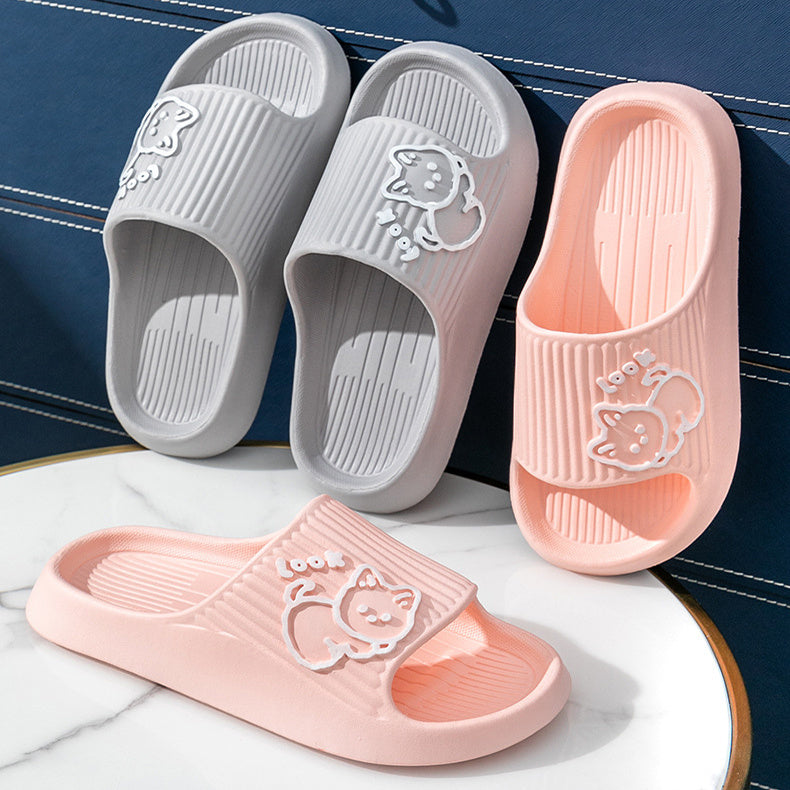 Cute Cat Slippers Summer Women Home Shoes Bath Thick Platform Non-Slip Slides Indoor Outdoor - Bests Sale