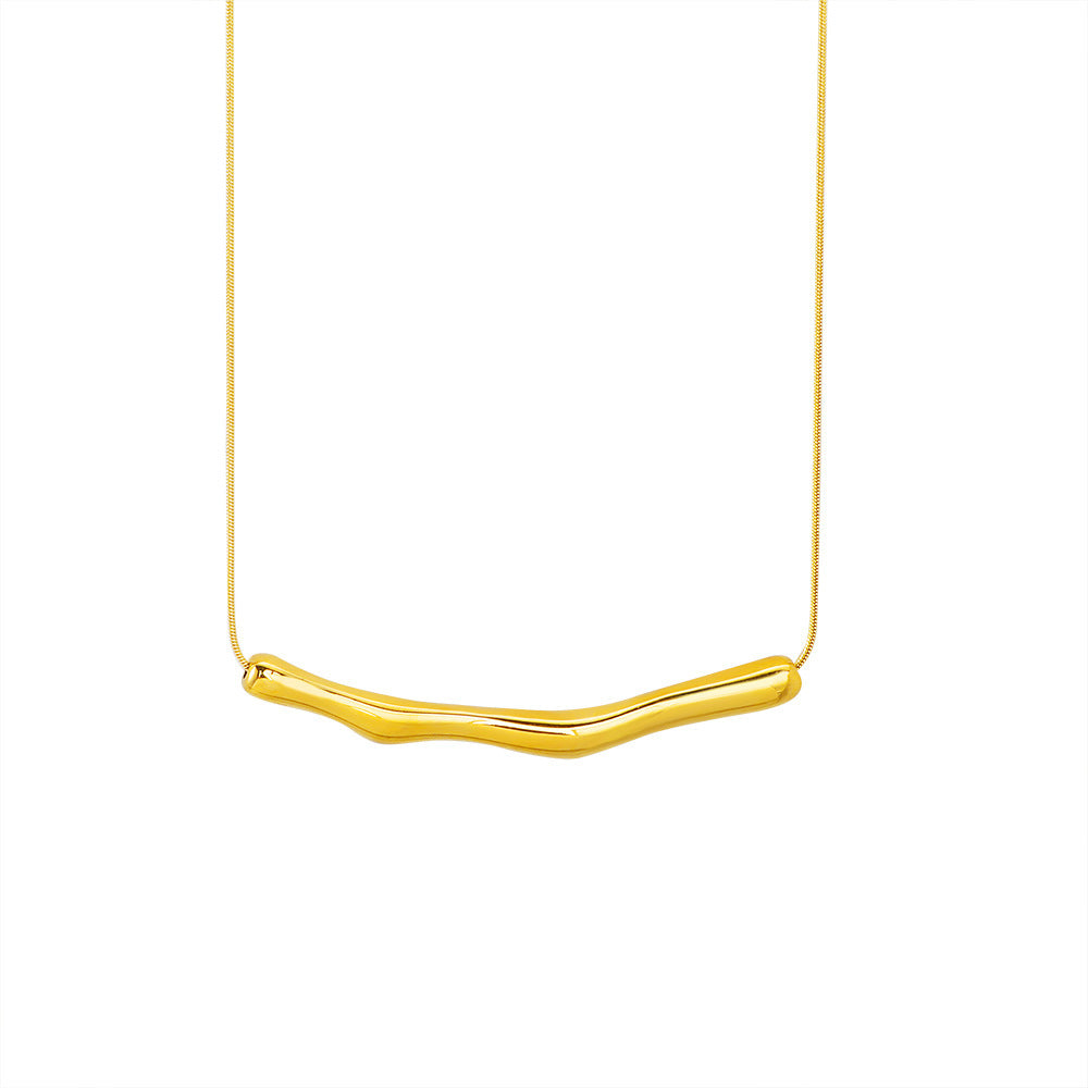 Irregular Pleated Necklace Titanium Steel Women - Bests Sale