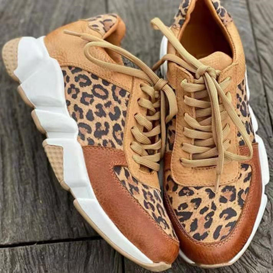Platform Low-top Casual Shoes Round Toe Front Lace-up Color Matching - Bests Sale