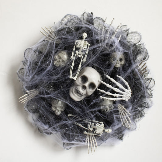 Halloween Black Mesh Skull Garland Party Layout Props Coffee Jasper