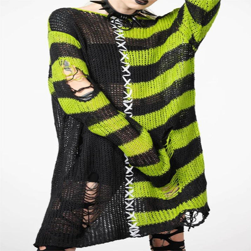 Halloween Ripped Long Sweater Women's Fashion Loose Sweater Bests Sale