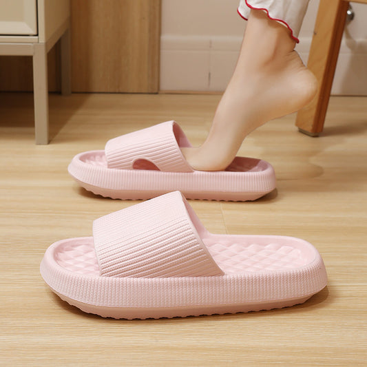 Summer EVA Slippers Solid Color Rhombus Stripe Anti-slip Slippers New Women's Home Shoes - Bests Sale