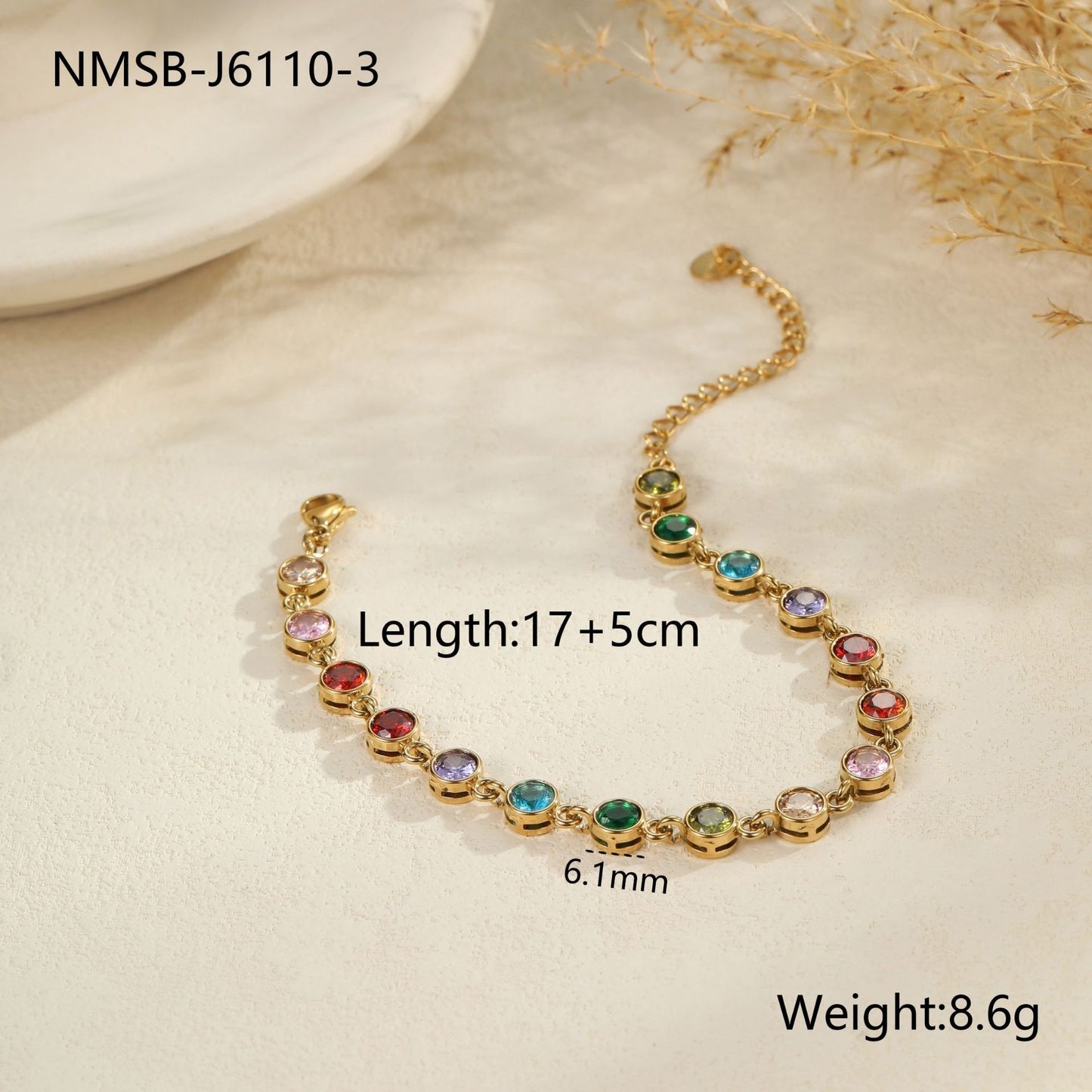 Color Zircon Stainless Steel Bracelet - Bests Sale