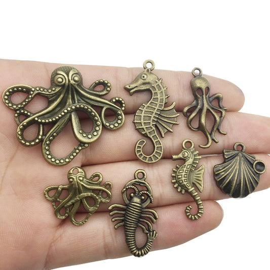Retro Tibetan Silver Antique Brass Alloy DIY Accessories Marine Turtle Shell Necklace Bracelet Jewelry - Bests Sale