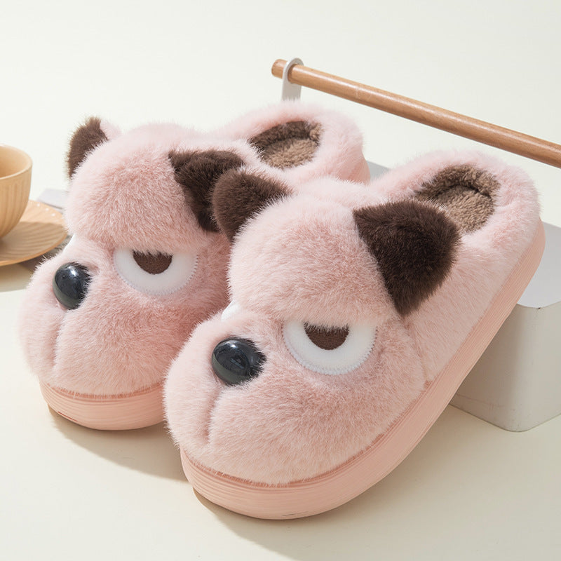 Warm And Cute Puppy Platform Non Slip Cotton Slippers - Bests Sale