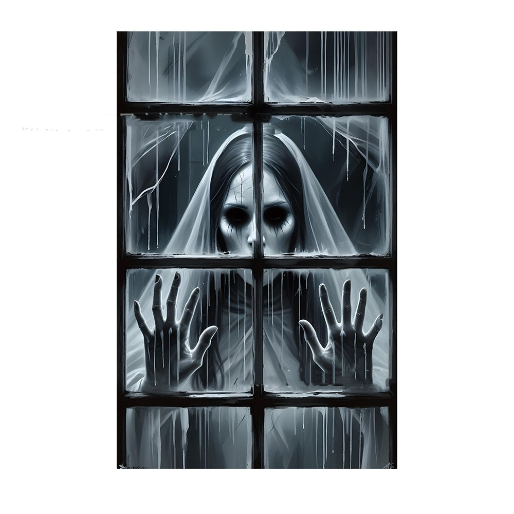 3D Holiday Window Cover Witch Halloween Window Cover - Bests Sale