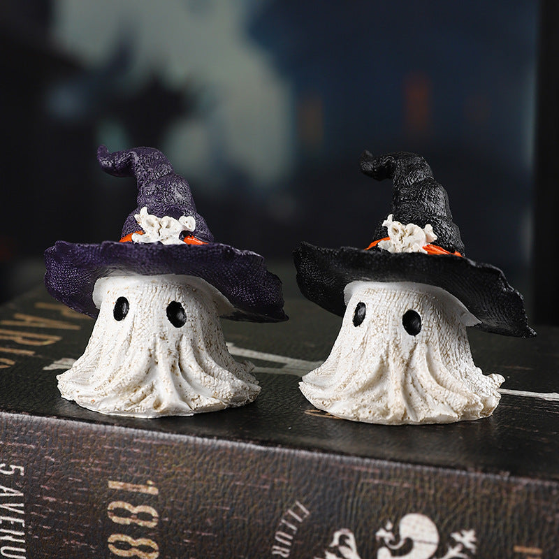 Resin Decoration Halloween Wizard Hat Ghost Ornaments Bests Sale