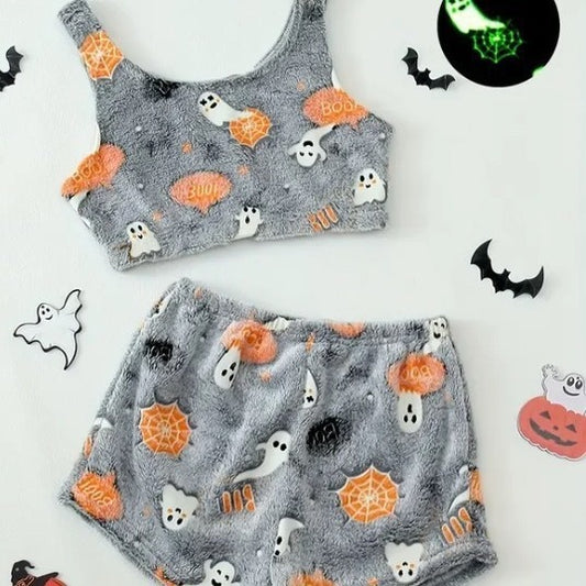 Women's Halloween Luminous Flannel Pajamas - Bests Sale