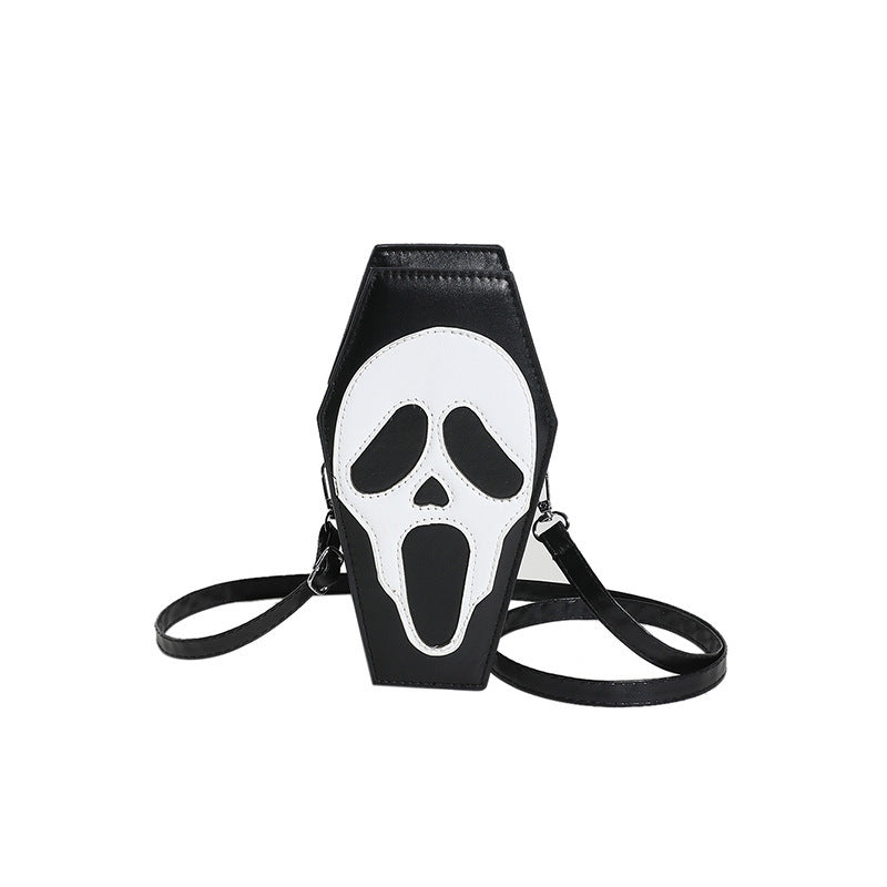 Halloween Coffin-shape Shoulder Bag Gothic Ghost Spider Web Messenger Crossbody Bag Kids Personality Phone Bag For Women Bests Sale