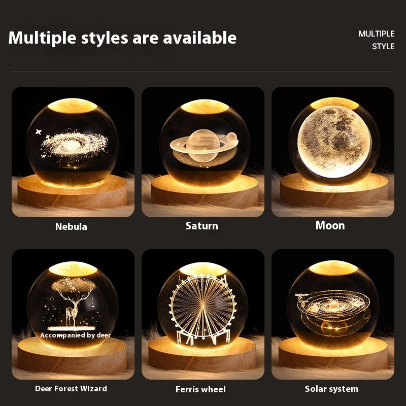 Luminous Crystal Ball Projection Ambience Light Coffee Jasper