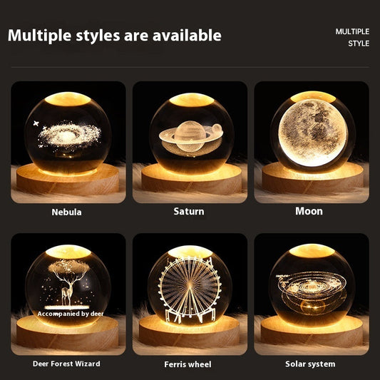 Luminous Crystal Ball Projection Ambience Light Coffee Jasper