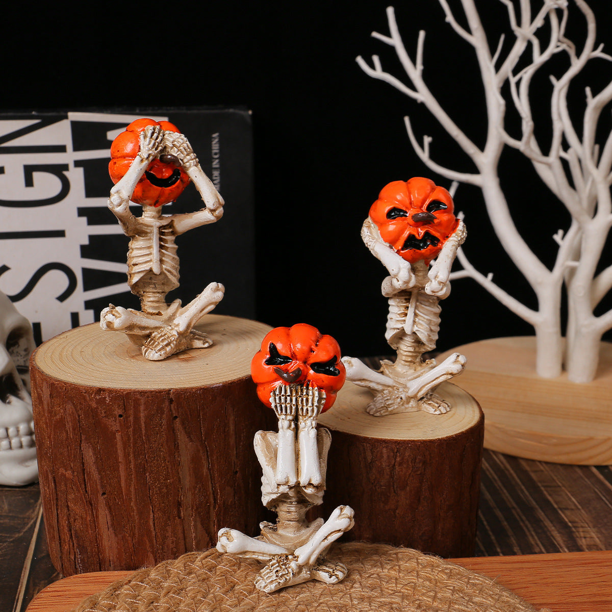 Pumpkin Head Skull Doll Ornaments Home Halloween Layout Props Bests Sale