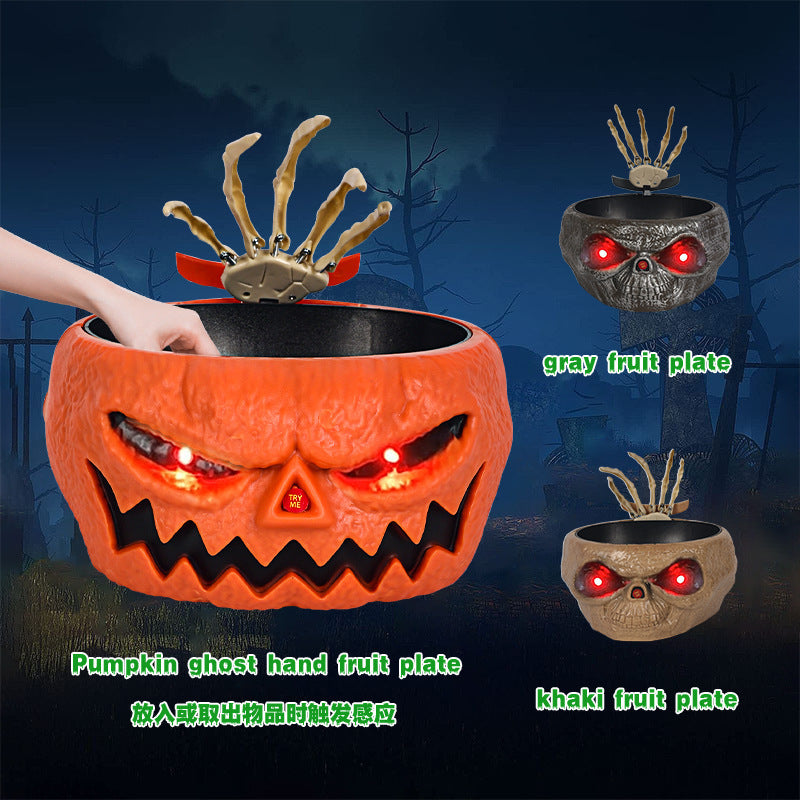 Halloween Candy Bowl Plastic Pumpkin Bowl With Motion Activated Hand, Halloween Serving Dishes Battery Operated Halloween Pumpkins Bowl For Trick-or-Treaters Party Bests Sale