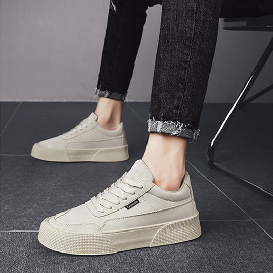 Casual Board Flat Shoes Men Breathable Thick-soled Lace-up Sneakers For Walking Running - Bests Sale