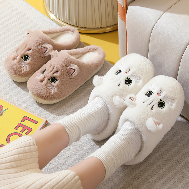 Autumn And Winter Cotton Slippers Men And Women Couple Kitty Cartoon - Bests Sale