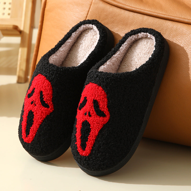 Halloween Skull Cartoon Print Slippers Warm Winter Slippers For Men Women Couple Home Shoes Indoor Cotton Slippers Bests Sale