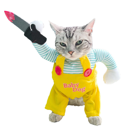 Cat Pet Costume Clothing Creative Yellow Knife Assassin Cat Clothing Bests Sale