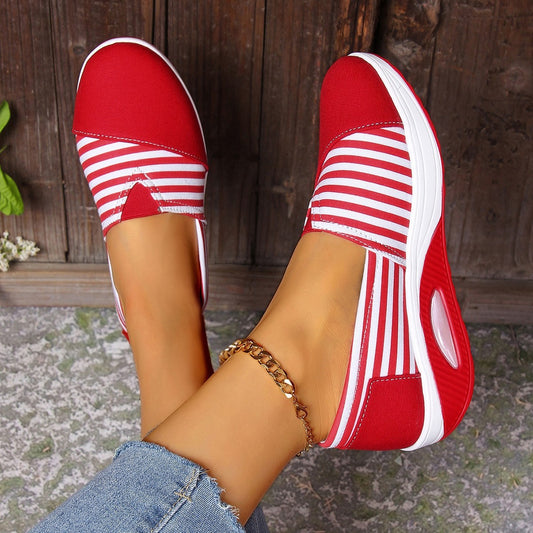 Striped Canvas Casual Round Head Comfortable Lightweight Women's Shoes - Bests Sale