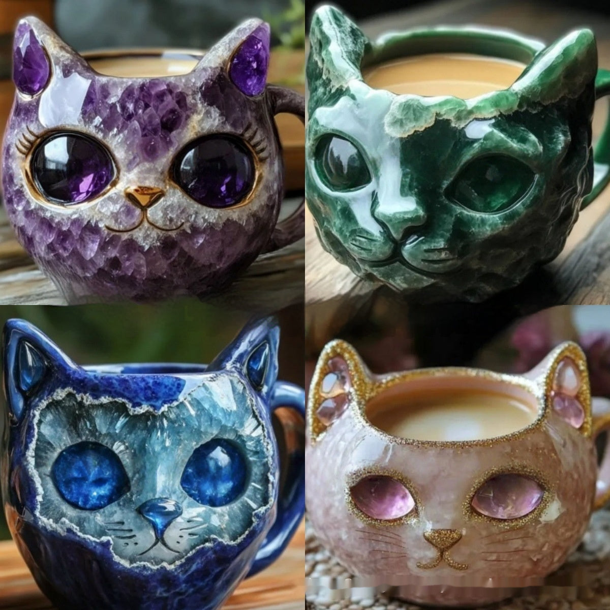 Geode Mug Crystal Cat Cup Resin Crafts Bests Sale