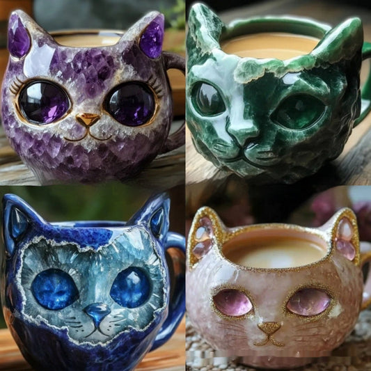Geode Mug Crystal Cat Cup Resin Crafts Bests Sale