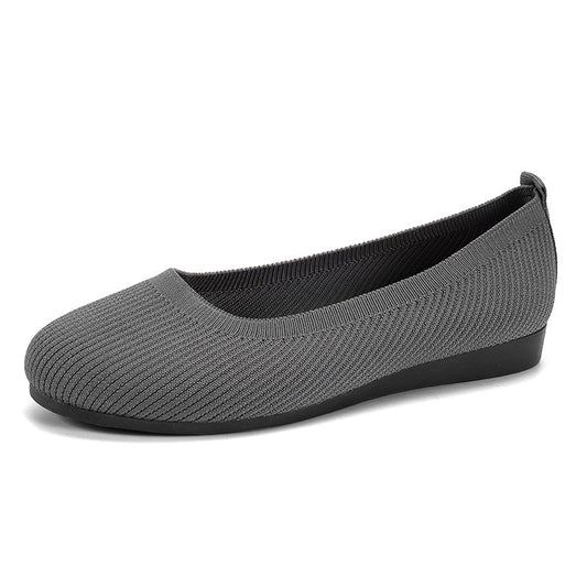 Round Toe Flats Shoes Casual Comfortable Soft Slip On Knit Mesh Shoes For Women - Bests Sale