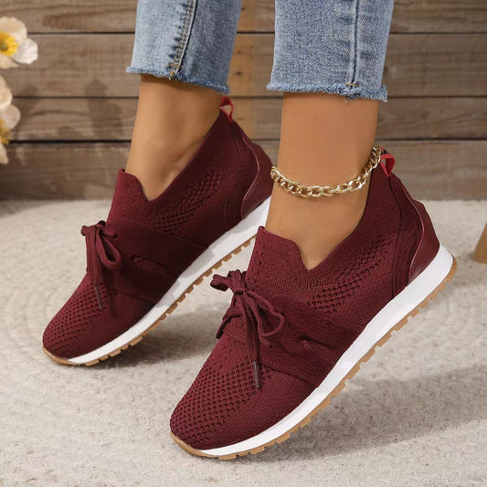 Women's Comfortable Fly Woven Mesh Lace-up Casual Shoes - Bests Sale
