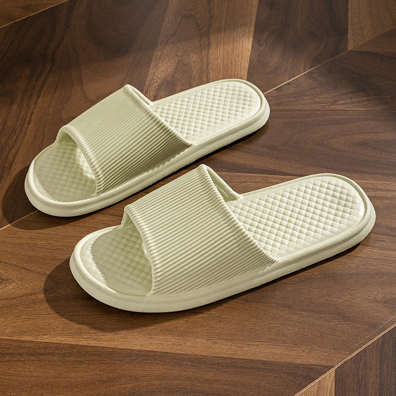 Summer Slipper Indoor House Shoes For Men Women Couples Solid Color Rhombus Striped Non-slip Bathroom Slippers - Bests Sale