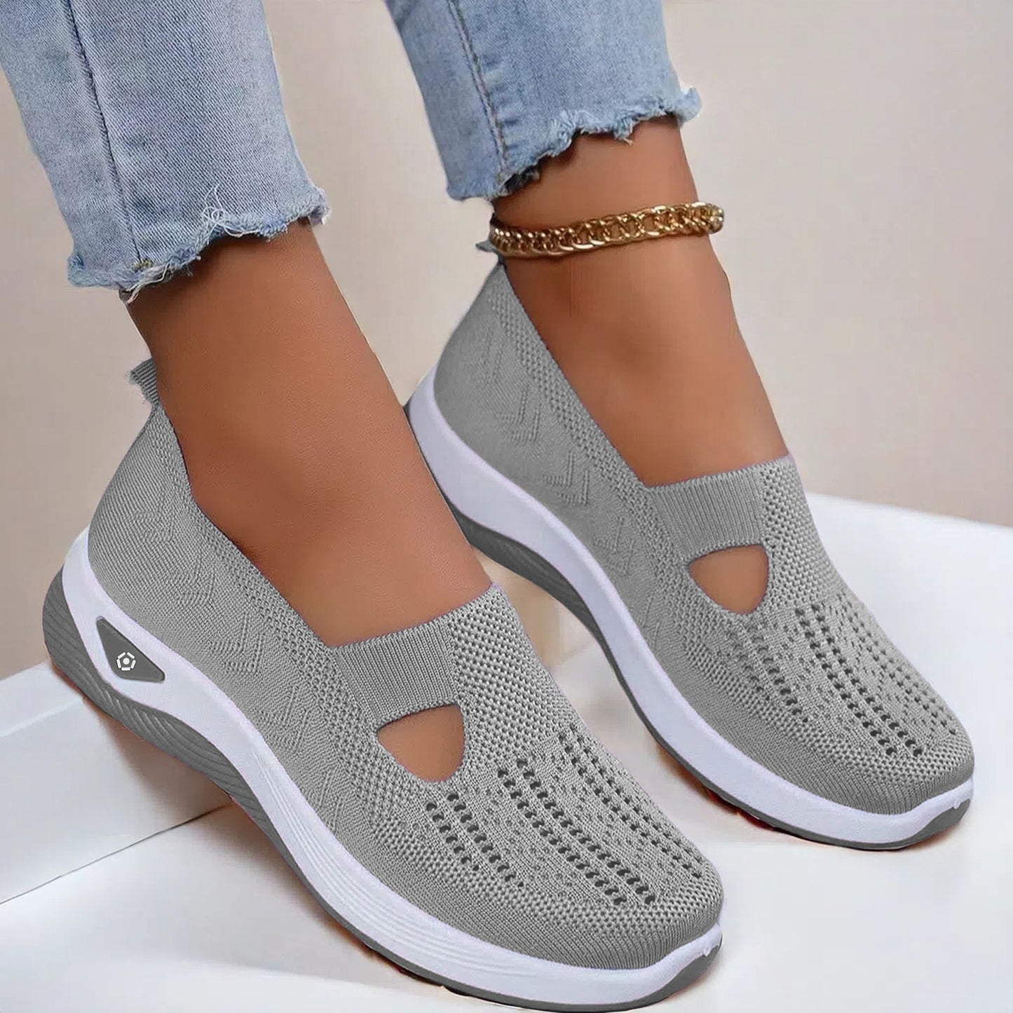 Mesh Flats Shoes Fashion Breathable Non-slip Soft Bottom Casual Shoes For Women - Bests Sale