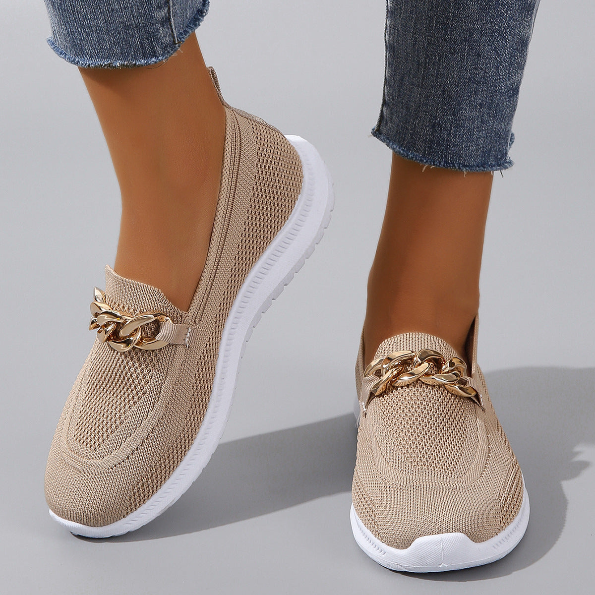 New Large Size Flat Heel Mesh Breathable Flying Woven Slip-on Women - Bests Sale