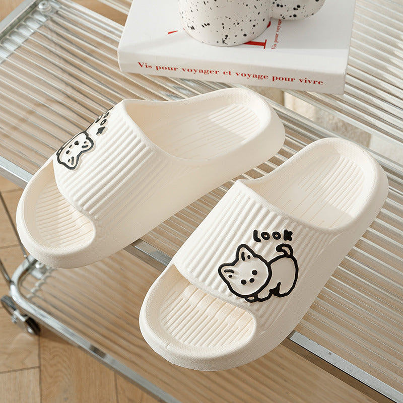 Cute Cat Slippers Summer Women Home Shoes Bath Thick Platform Non-Slip Slides Indoor Outdoor - Bests Sale