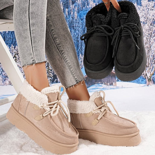 Thick Bottom Fleece-lined Snow Boots Women's Fur Integrated Casual Cotton-padded Shoes - Bests Sale