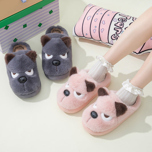 Warm And Cute Puppy Platform Non Slip Cotton Slippers - Bests Sale