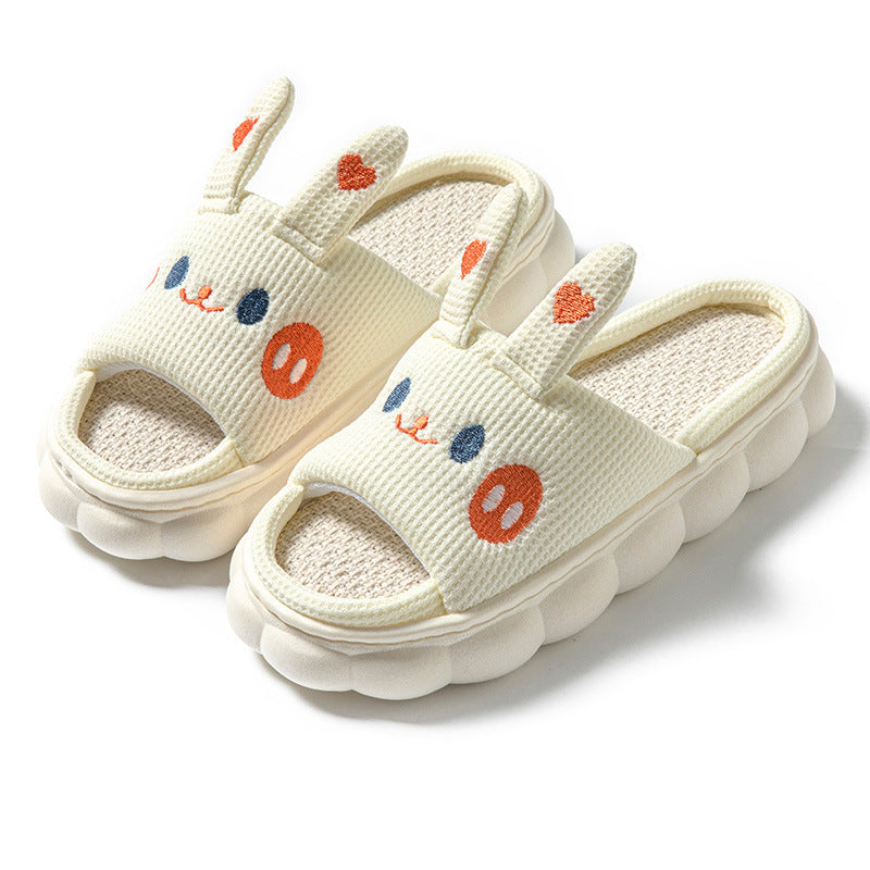 Cartoon Open Toe Couple Hemp Slippers - Bests Sale