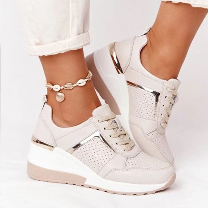 Plus Size Casual Platform Dad Shoes Lace-up Wedge Sports Women - Bests Sale