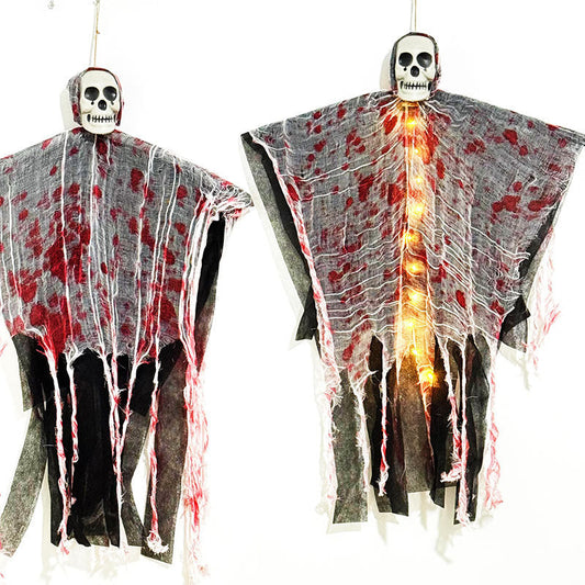 Halloween Decoration Blood-dyed Luminous Skull Hanging Ghost Outdoor Ornaments Coffee Jasper
