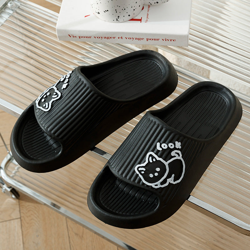 Cute Cat Slippers Summer Women Home Shoes Bath Thick Platform Non-Slip Slides Indoor Outdoor - Bests Sale