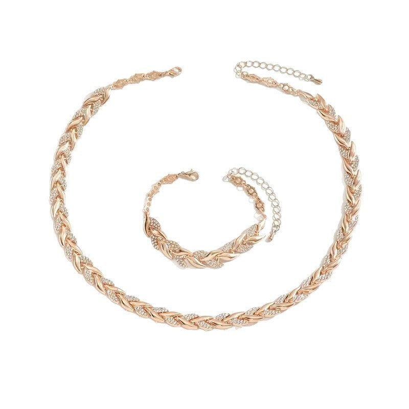 Women's Personality Affordable Luxury Willow Leaf Diamond Bracelet Necklace Bests Sale