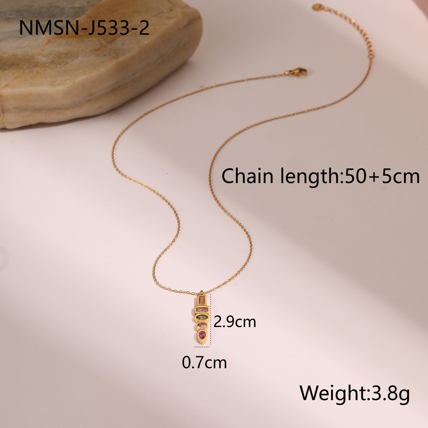 Geometric Color Zircon Necklace Gold Plated Design Sense Earrings Ring Ornament Suit - Bests Sale