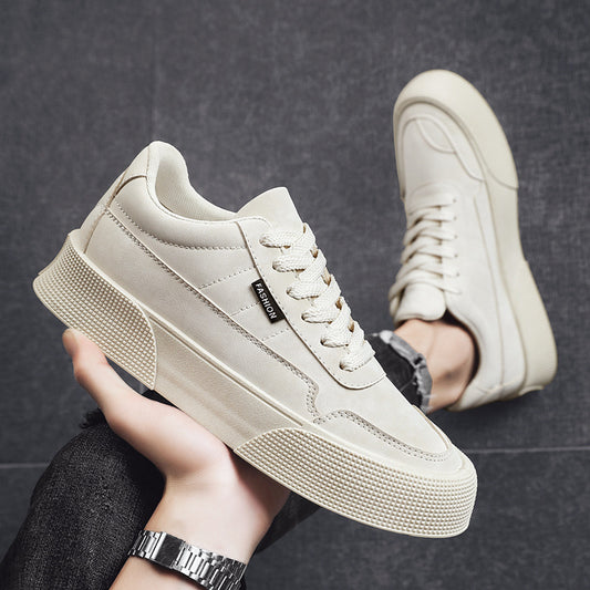 Casual Board Flat Shoes Men Breathable Thick-soled Lace-up Sneakers For Walking Running - Bests Sale