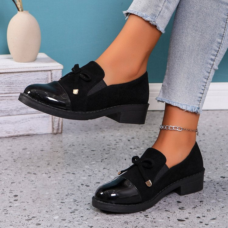 Women's Bowknot Chunky Heel One Pedal Loafer - Bests Sale