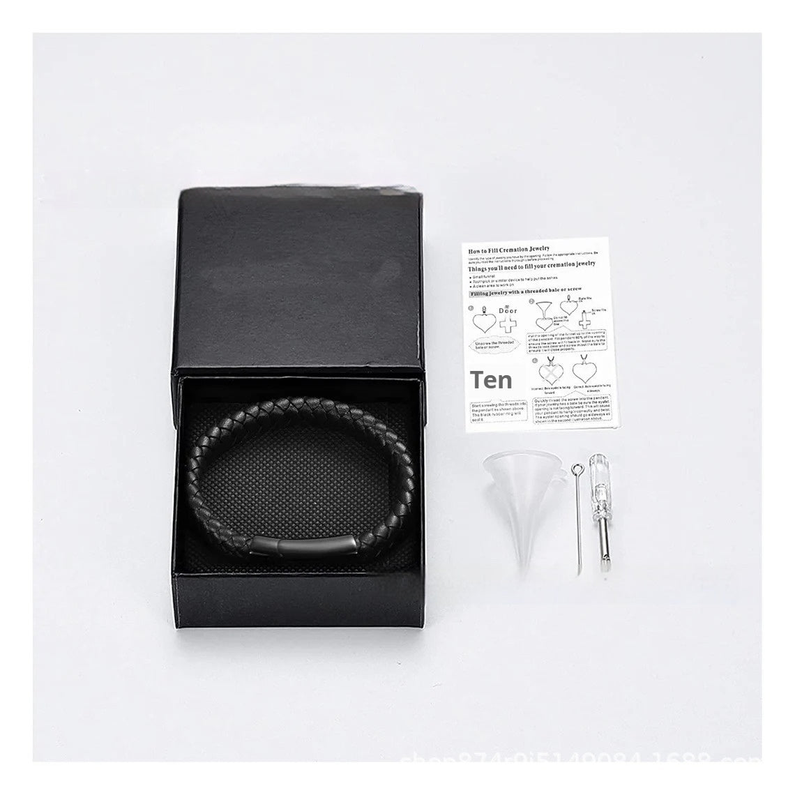 Leather Stainless Steel Cinerary Casket Bracelet - Bests Sale