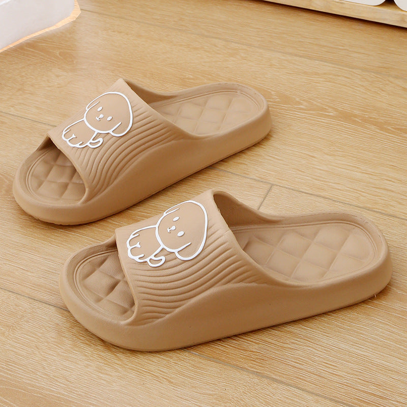 Cute Cartoon Dog Slippers Summer Solid Color Non-slip Rhombus Bathroom Slipper Indoor House Shoes For Men Women Couples - Bests Sale