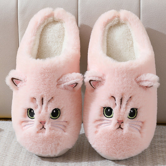 Autumn And Winter Cotton Slippers Men And Women Couple Kitty Cartoon - Bests Sale