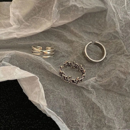 Retro Retro Roman Numerals Three-piece Ring Set Women - Bests Sale